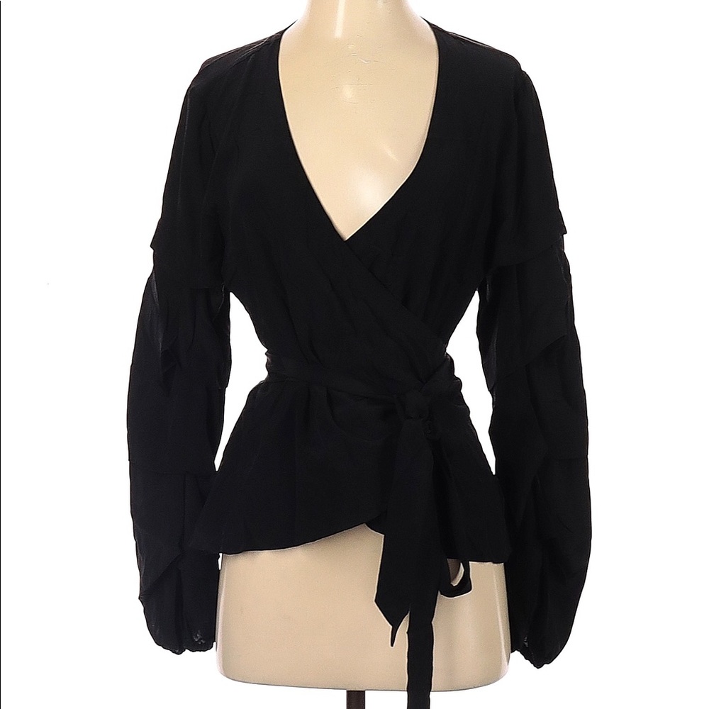 Nicole Miller Artelier Silk Wrap Blouse